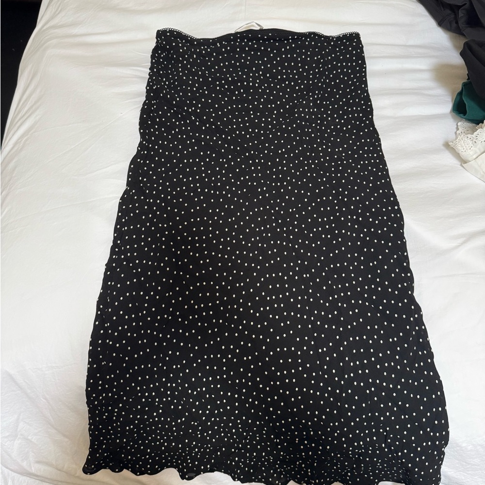 Reformation Black Midi Skirt with White Dots